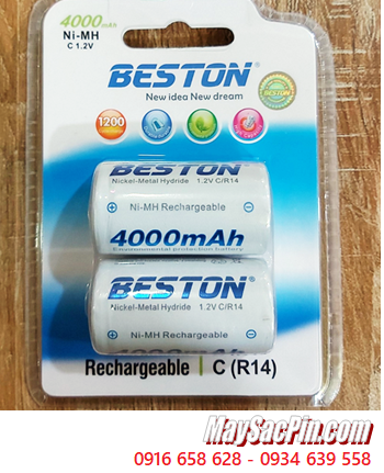 Beston C4000mAh C/R14, Pin sạc 1.2v Beston C4000mAh C/R14 (Nickel Metal Hydride) / Vỉ 2 viên